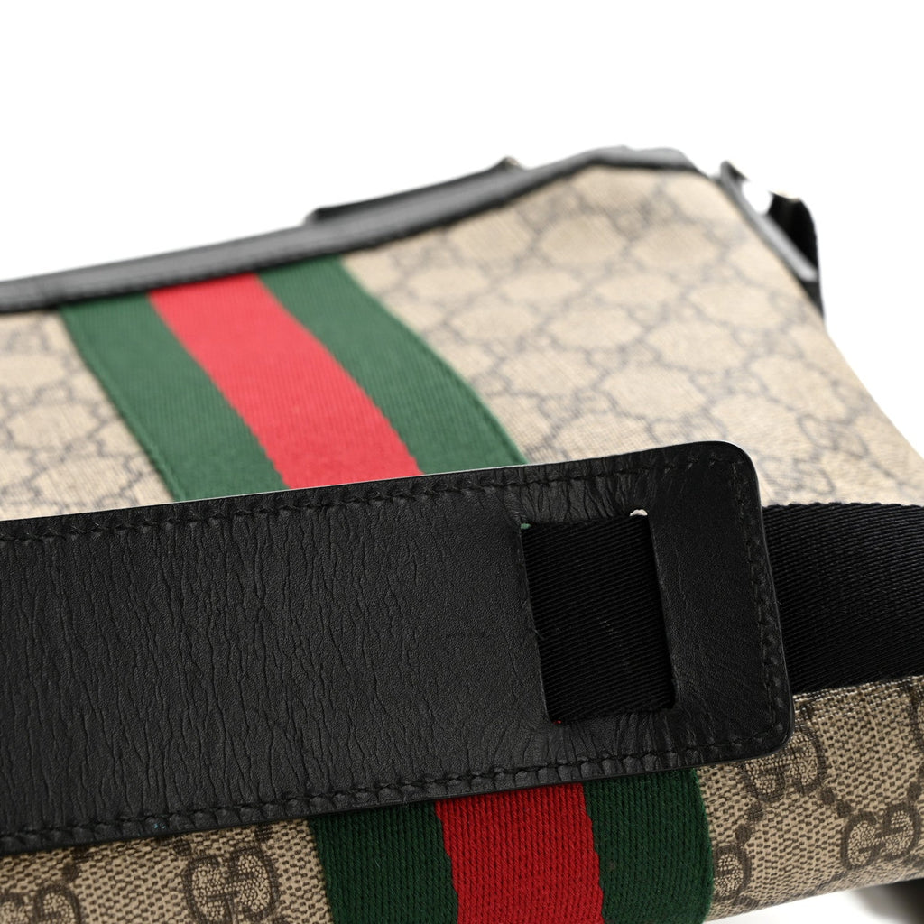 Gucci GG Supreme Monogram Web Messenger Bag Black