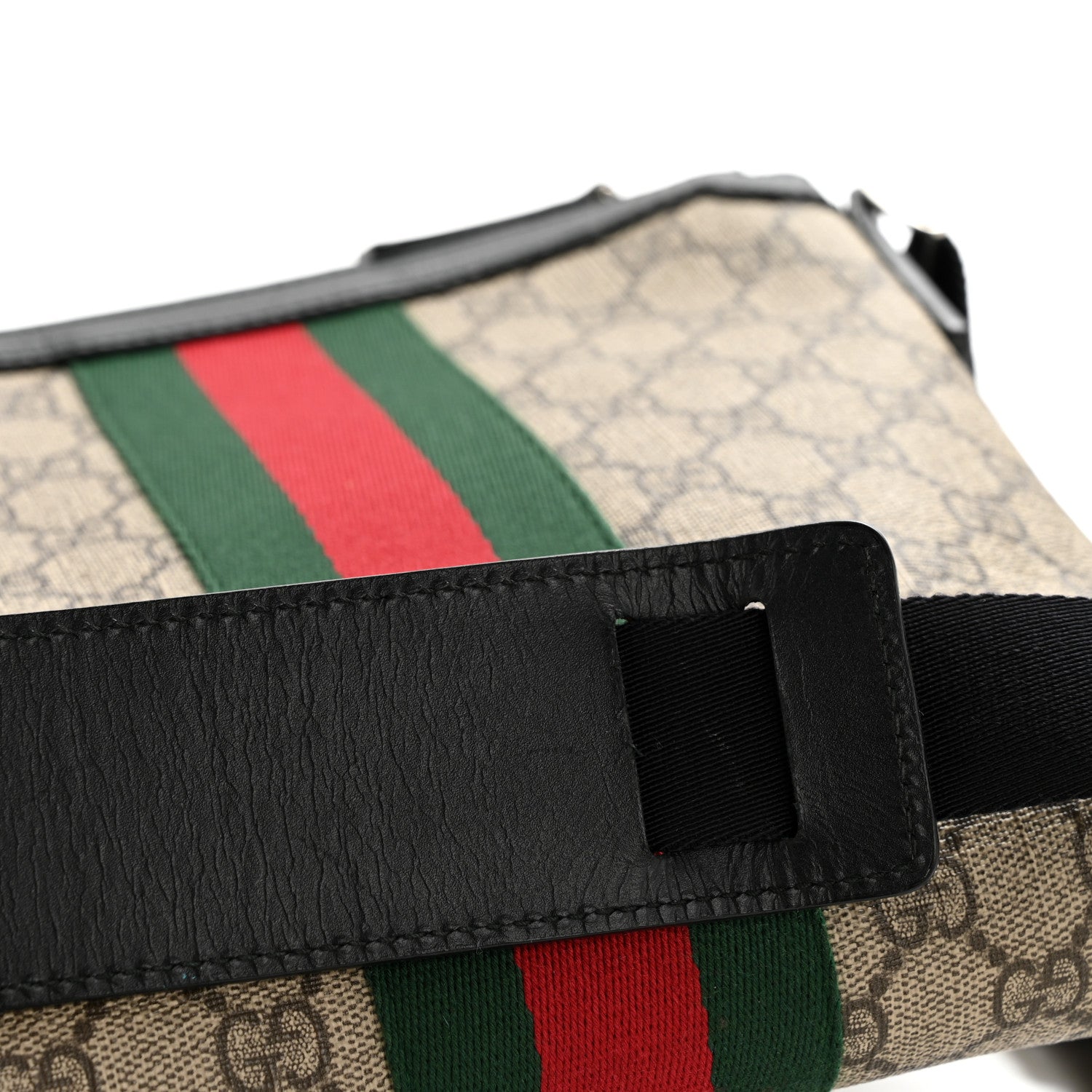 Gucci GG Supreme Monogram Web Messenger Bag Black
