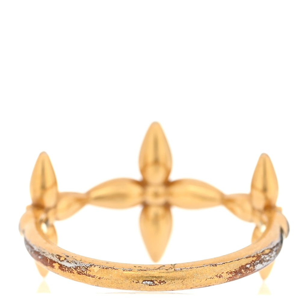 Louis Vuitton Metal Crystal Louisette Signature Ring M Gold