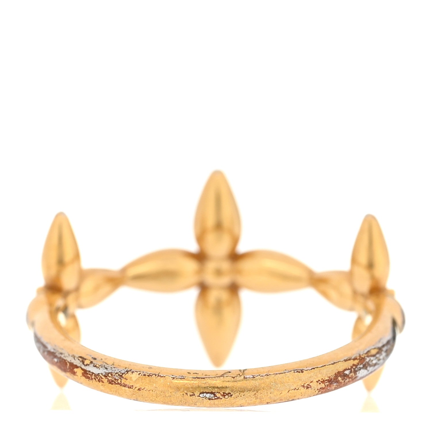 Louis Vuitton Metal Crystal Louisette Signature Ring M Gold