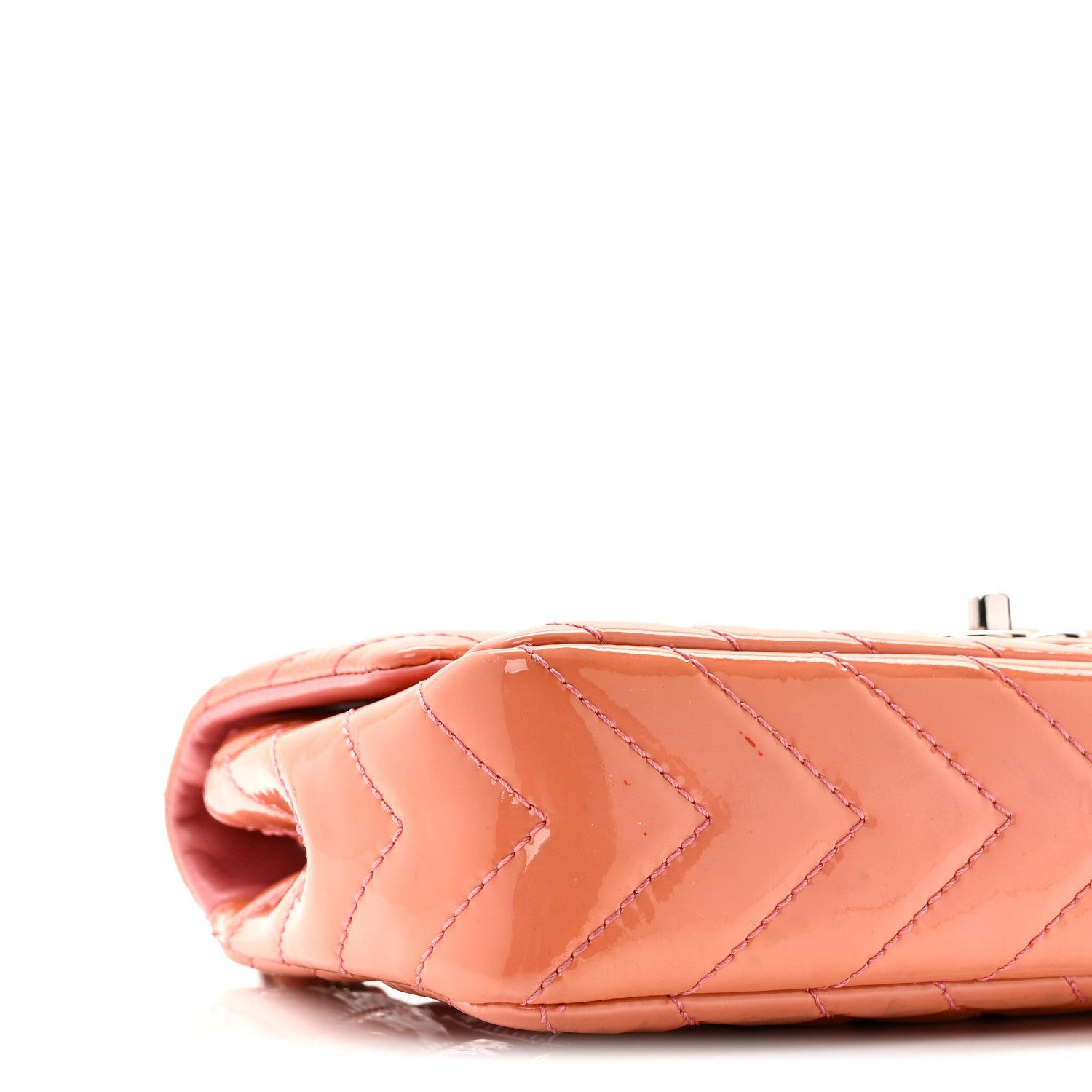 Chanel Patent Chevron Quilted Medium Single Flap Pink