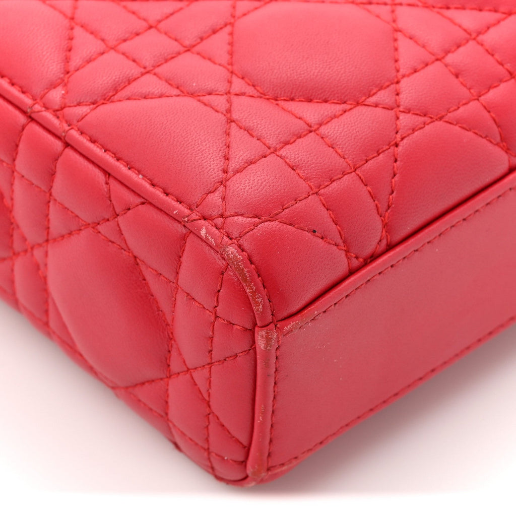 Christian Dior Lambskin Cannage Medium Lady D-Joy Red