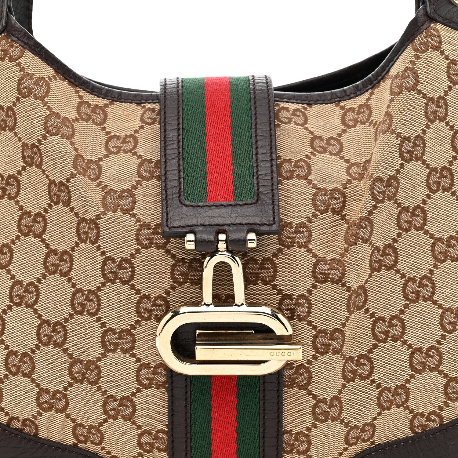 Gucci Monogram Calfskin Junco Small Hobo