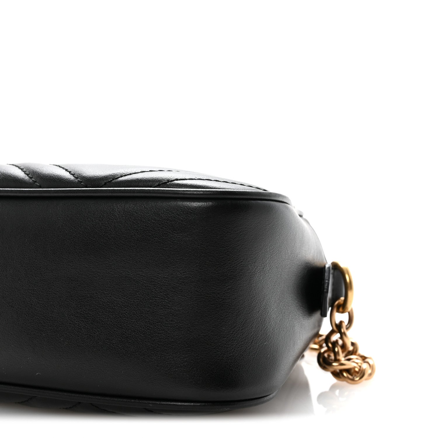 Gucci Calfskin Matelasse Small GG Marmont Chain Shoulder Bag Black