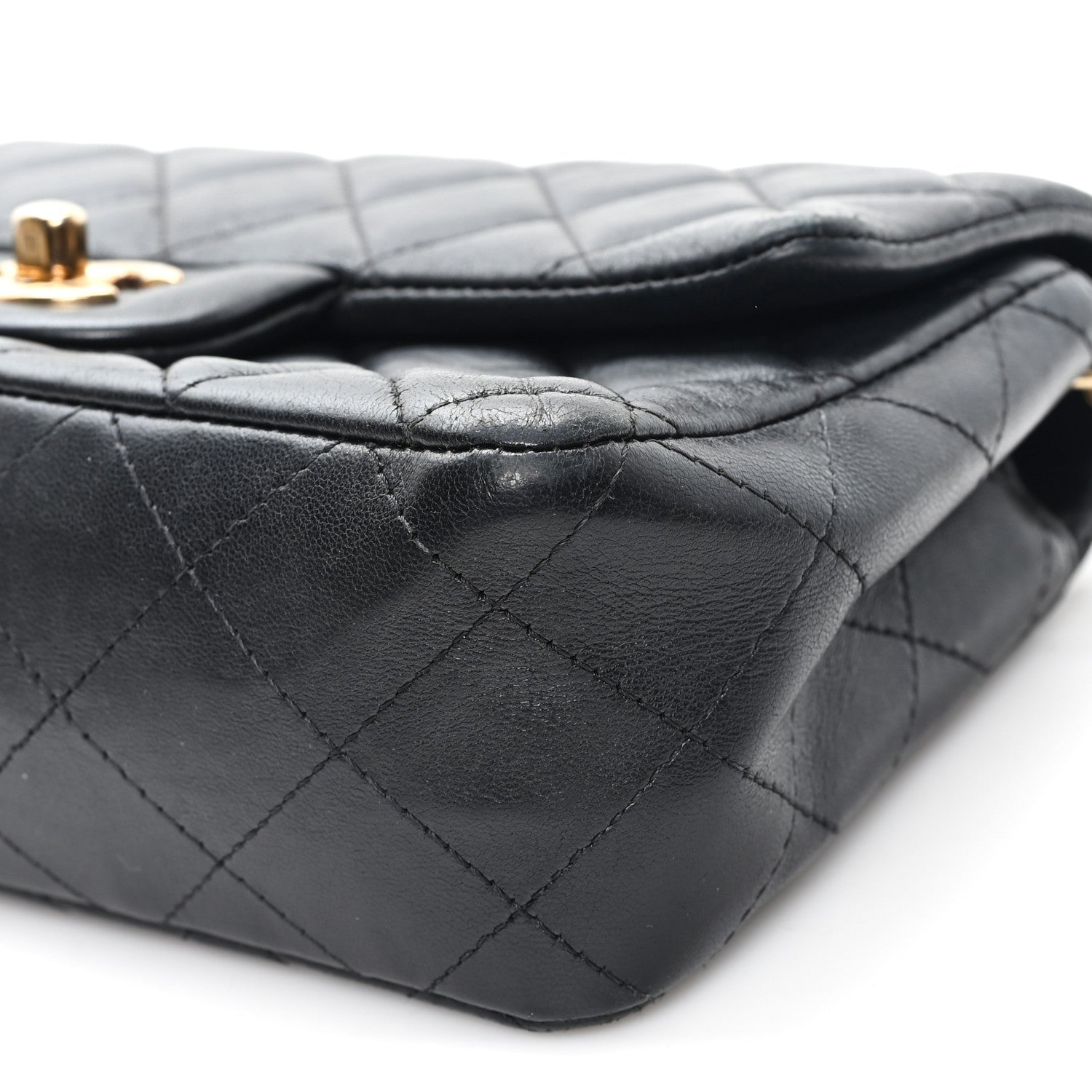 Chanel Lambskin Quilted Mini Rectangular Flap Black