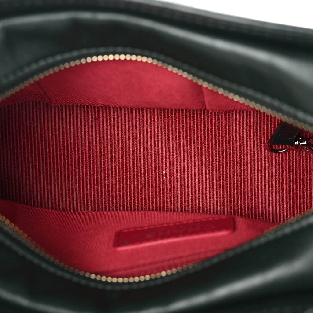 Chanel Aged Calfskin Quilted Small Gabrielle Hobo Dark Green