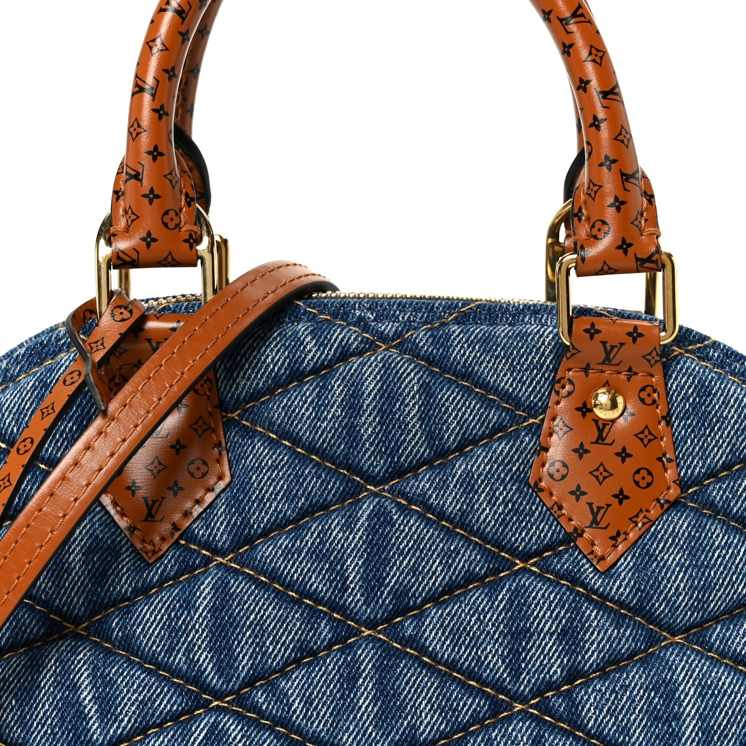 Louis Vuitton Denim Calfskin Reverse Monogram Malletage Alma BB Blue