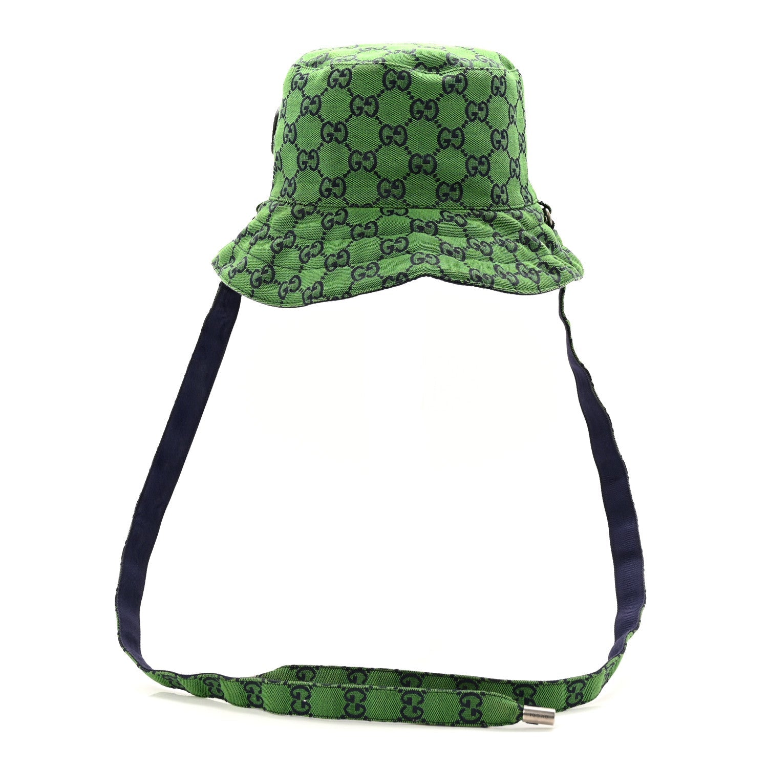 Gucci Monogram Multicolor Reversible Self-Tie Bucket Hat S Green Blue