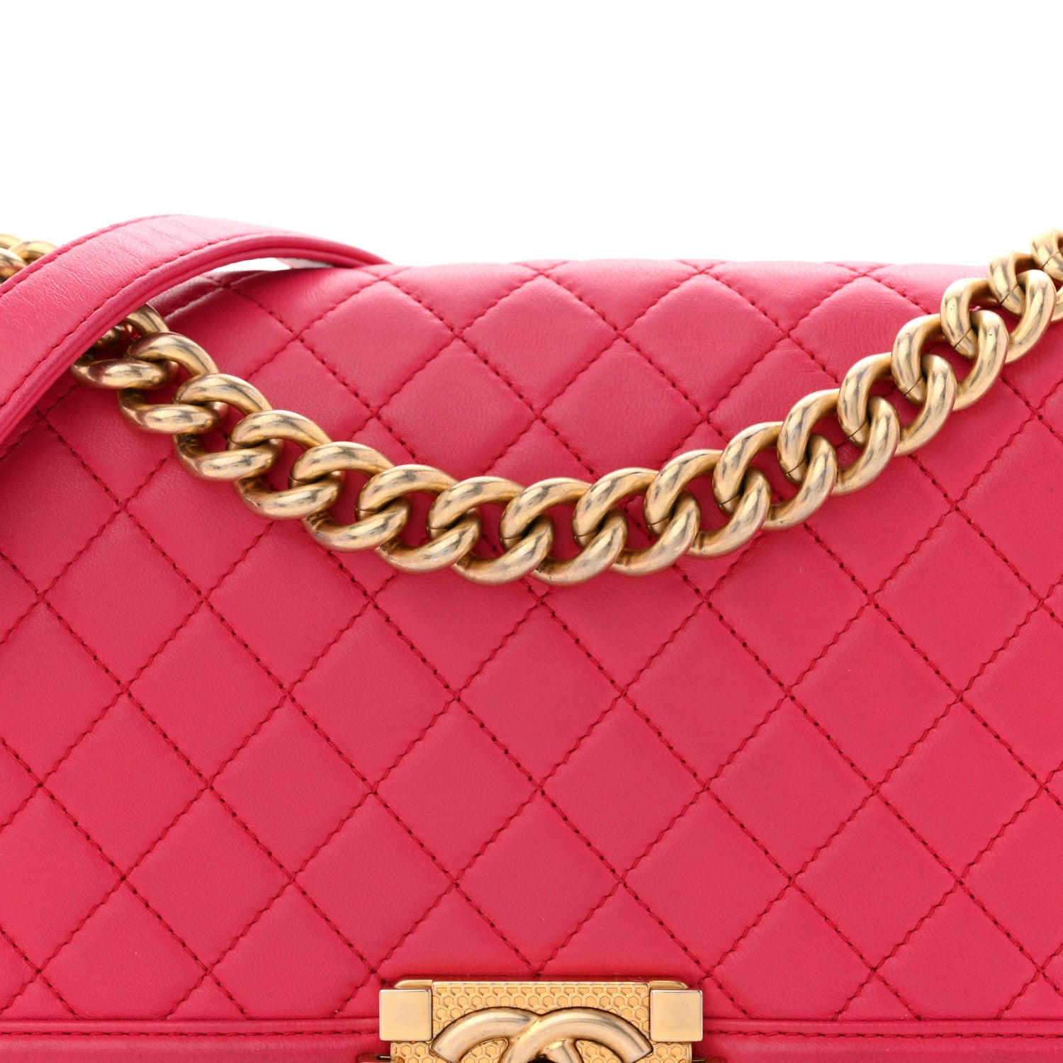 Chanel Lambskin Quilted Medium Boy Flap Fuchsia