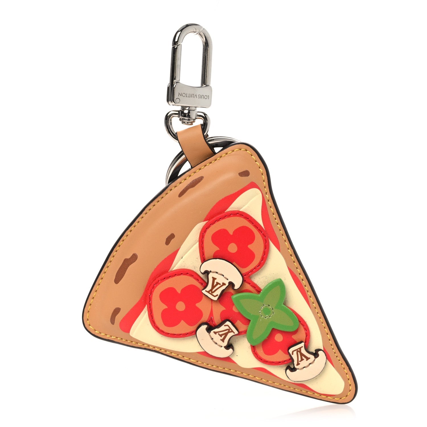 Louis Vuitton Calfskin Monogram Printed Pizza Bag Charm Key Holder