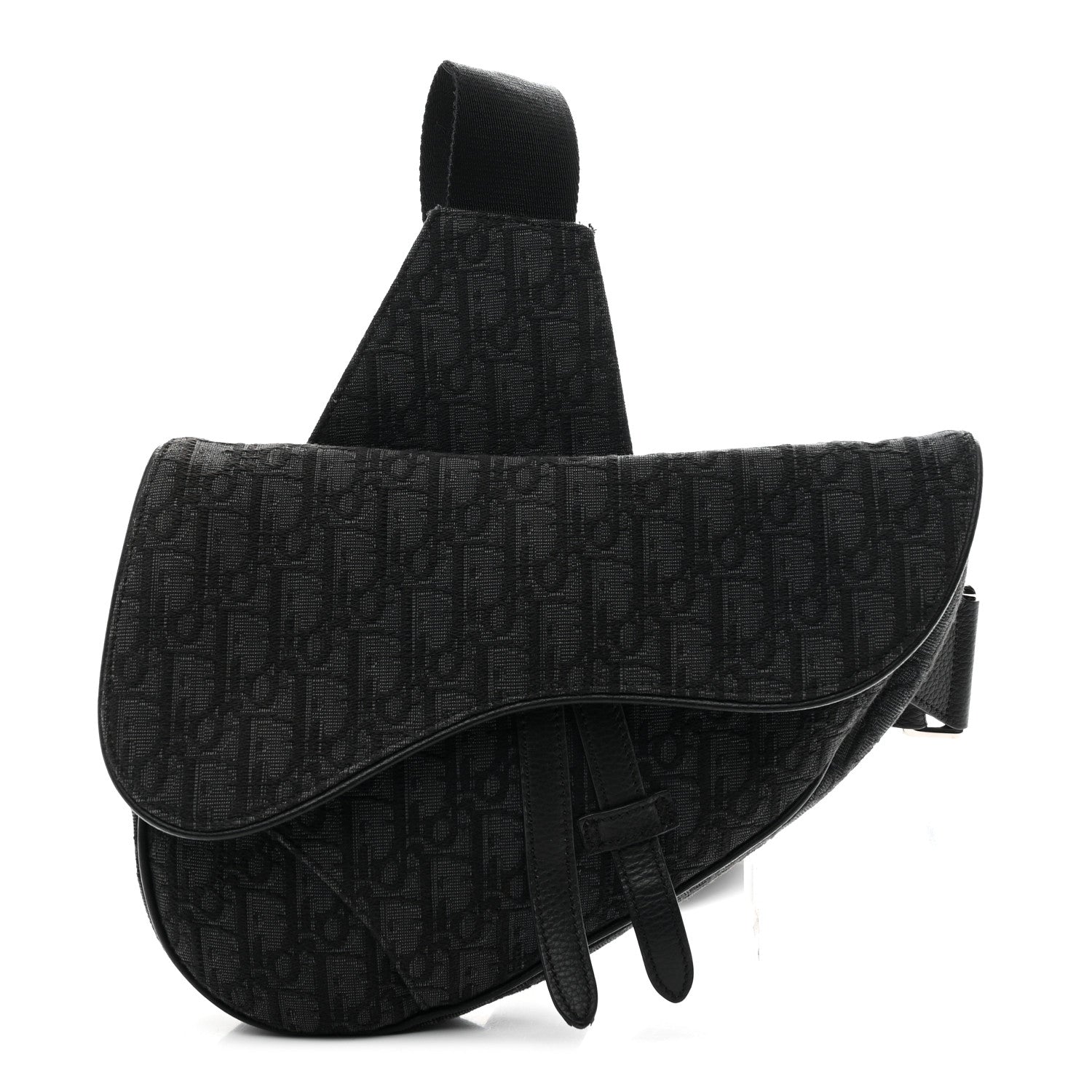 Christian Dior Oblique Mens Saddle Bag Black