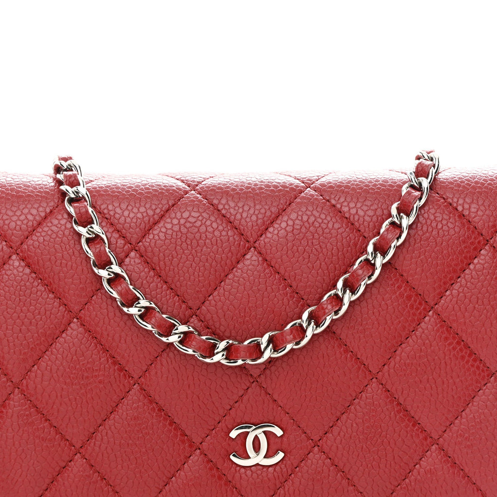 Chanel Caviar Quilted Wallet on Chain WOC Red