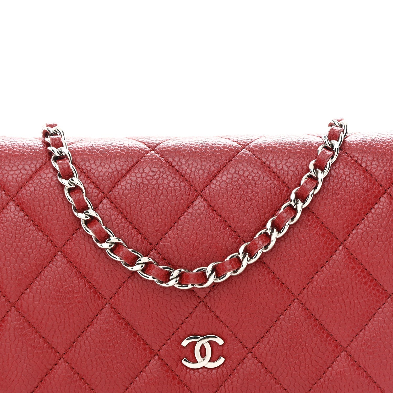 Chanel Caviar Quilted Wallet on Chain WOC Red
