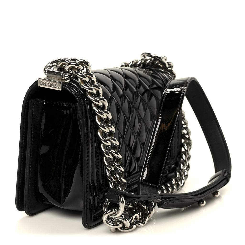 Chanel Patent Calfskin Quilted Small Boy Flap Plexiglass Black