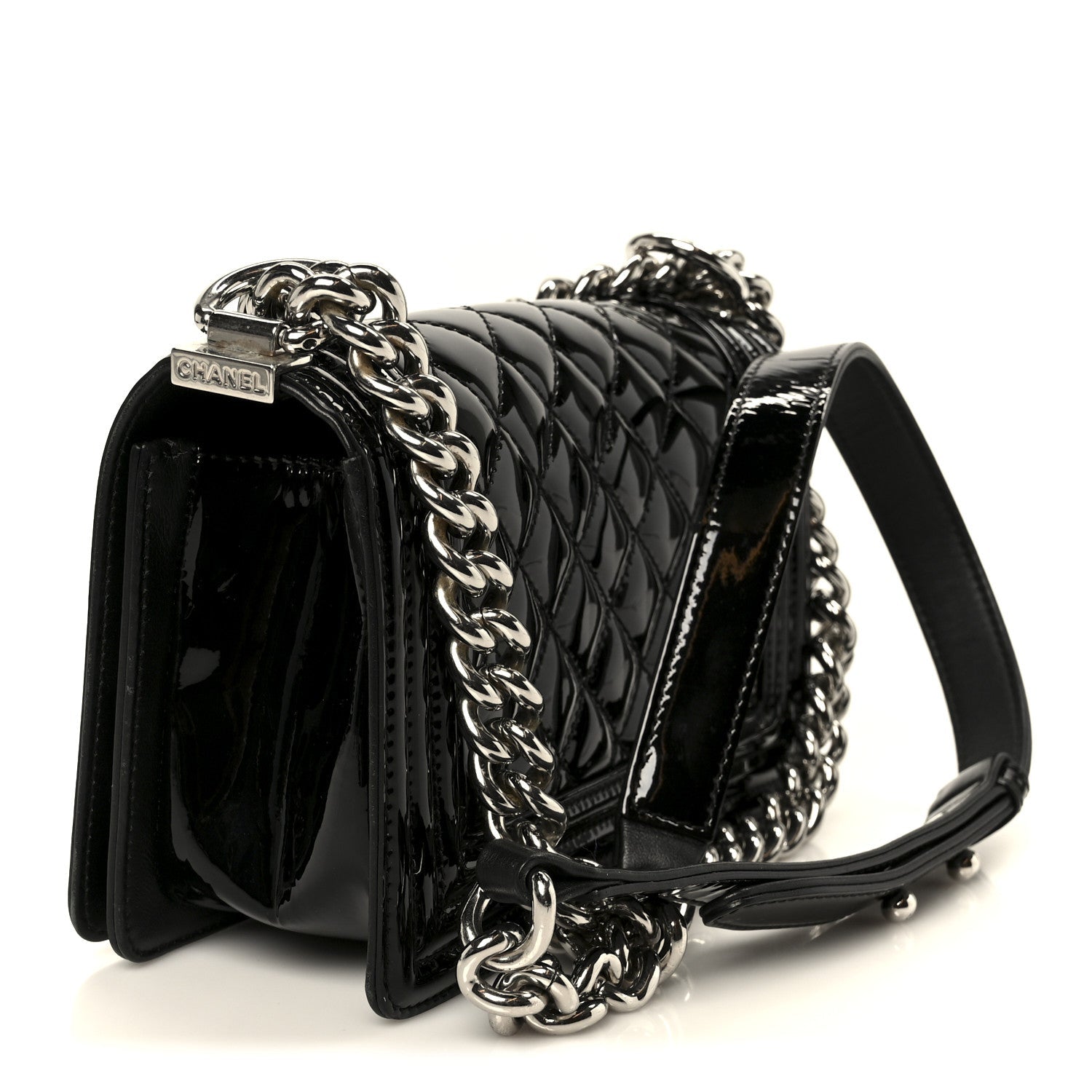 Chanel Patent Calfskin Quilted Small Boy Flap Plexiglass Black