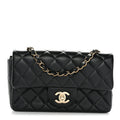 Chanel Lambskin Quilted Mini Rectangular Flap Black
