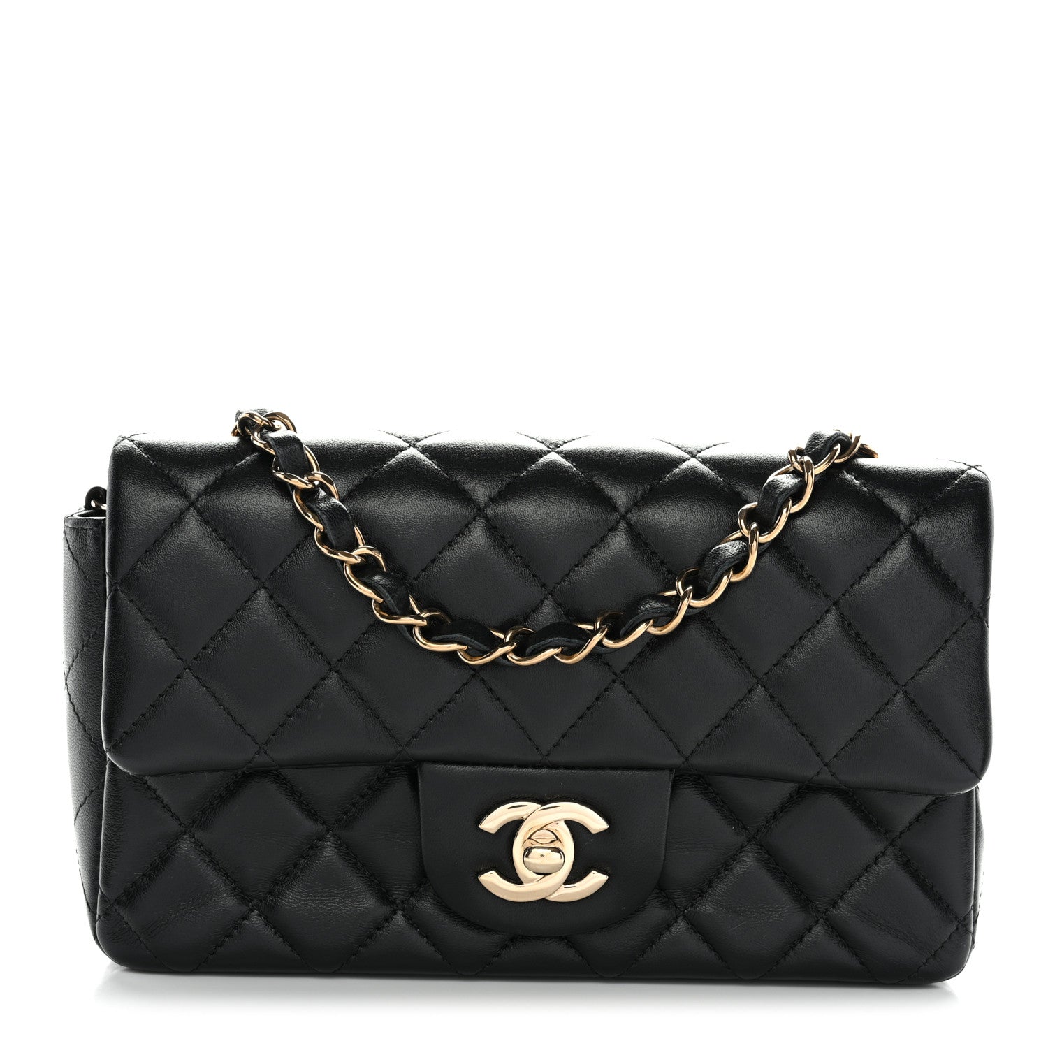 Chanel Lambskin Quilted Mini Rectangular Flap Black