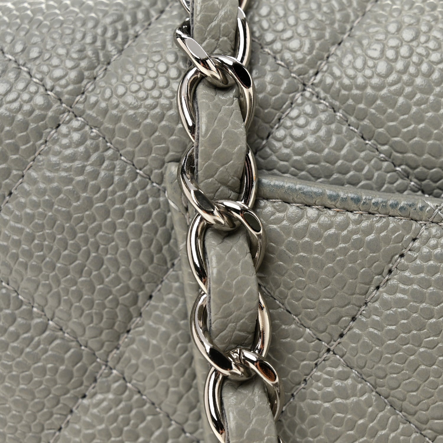 Chanel Caviar Quilted Mini Rectangular Flap Light Grey