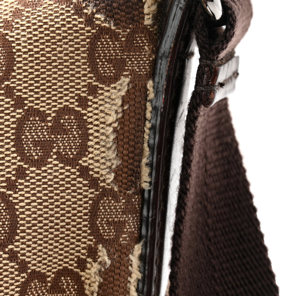 Gucci Monogram Calfskin Perforated Medium Flat Messenger Bag Dark Brown