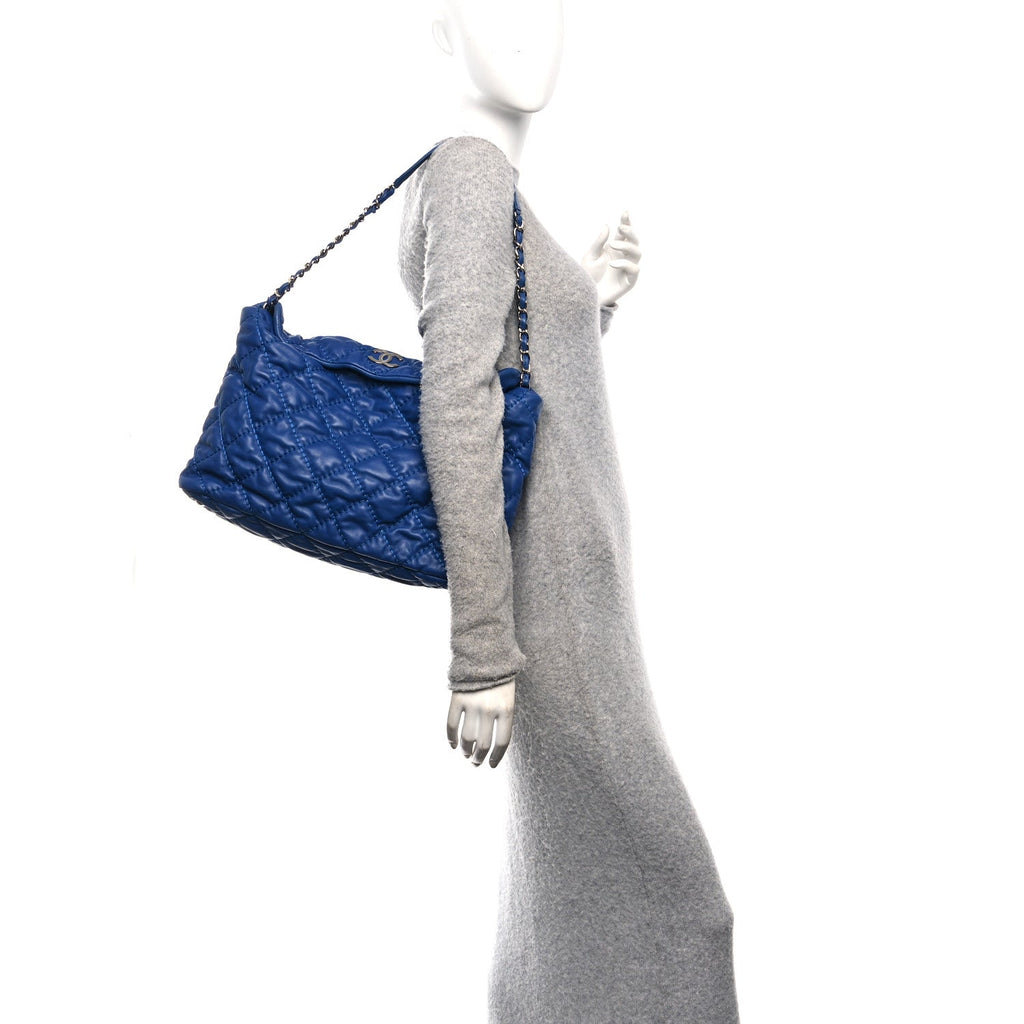 Chanel Calfskin Quilted French Riviera Hobo  Blue