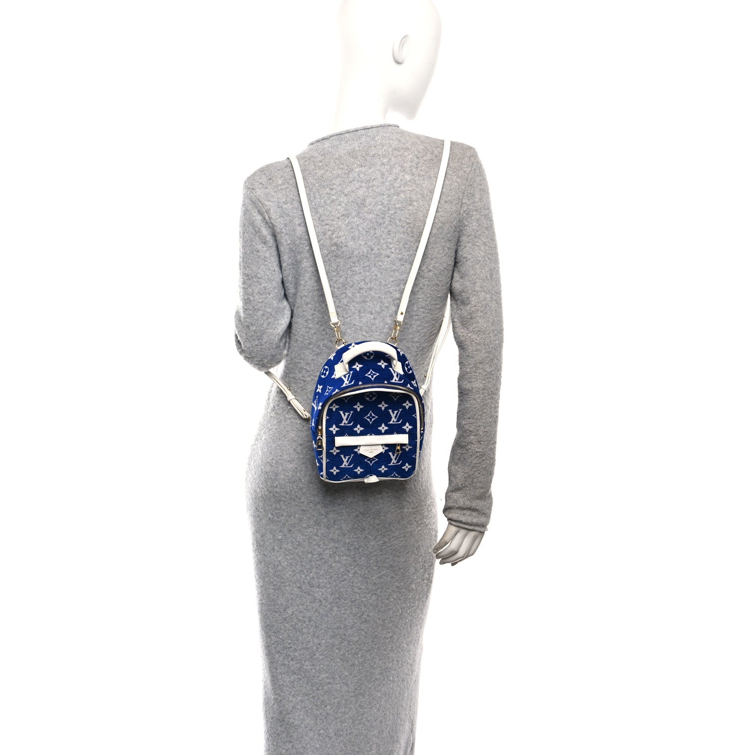 Louis Vuitton Jacquard Velvet Monogram Palm Springs Backpack Mini Blue