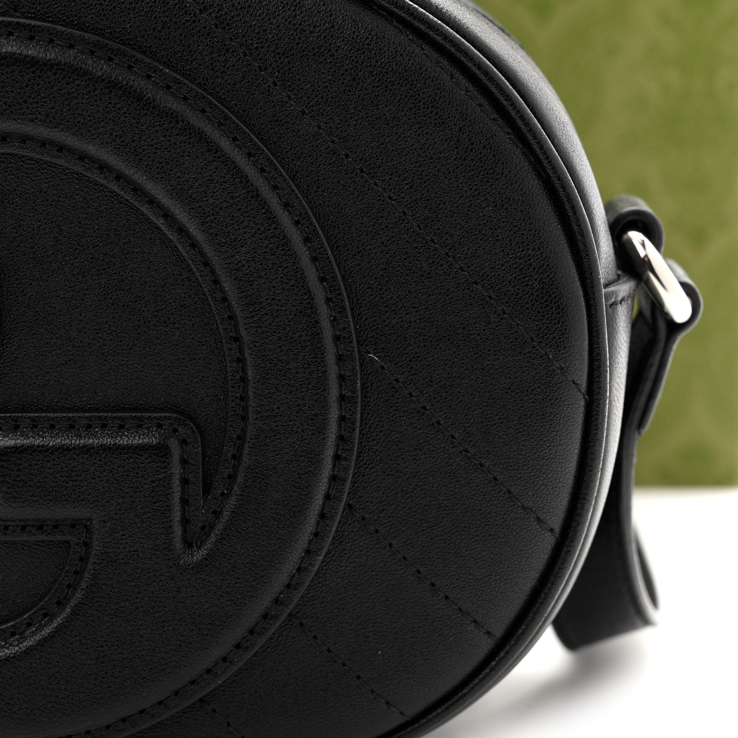 Gucci Sakai Be Green Calfskin Diagonal Stitched Mini Blondie Shoulder Bag Black