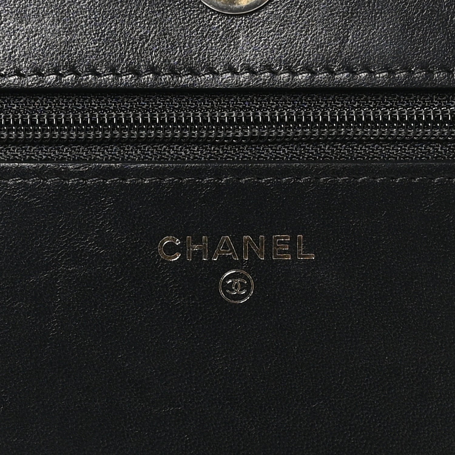 Chanel Lambskin Chevron Boy Wallet On Chain WOC Black