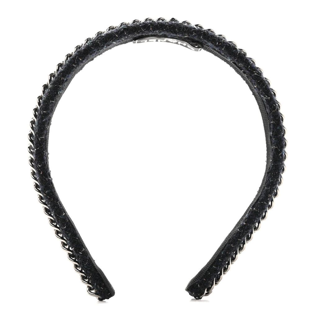 Chanel Tweed Chain Headband Black