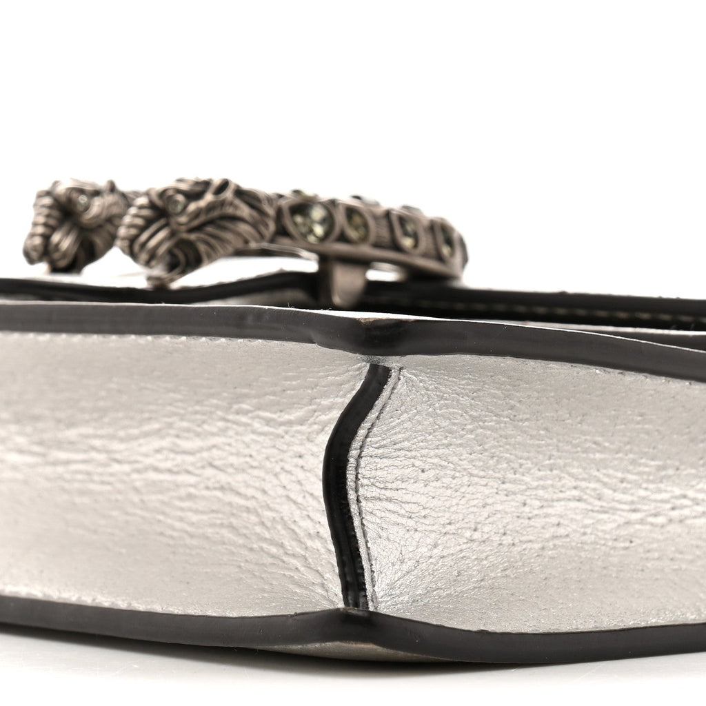 Gucci Metallic Calfskin Super Mini Dionysus Shoulder Bag Silver