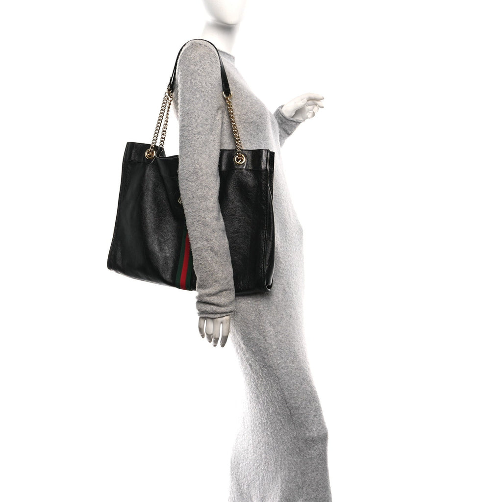 Gucci Calfskin Large Rajah Chain Tote Black
