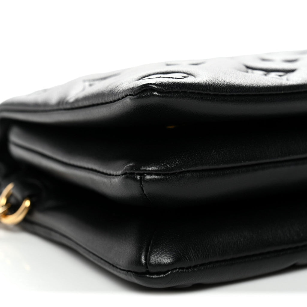 Louis Vuitton Lambskin Embossed Monogram Pochette Coussin Black