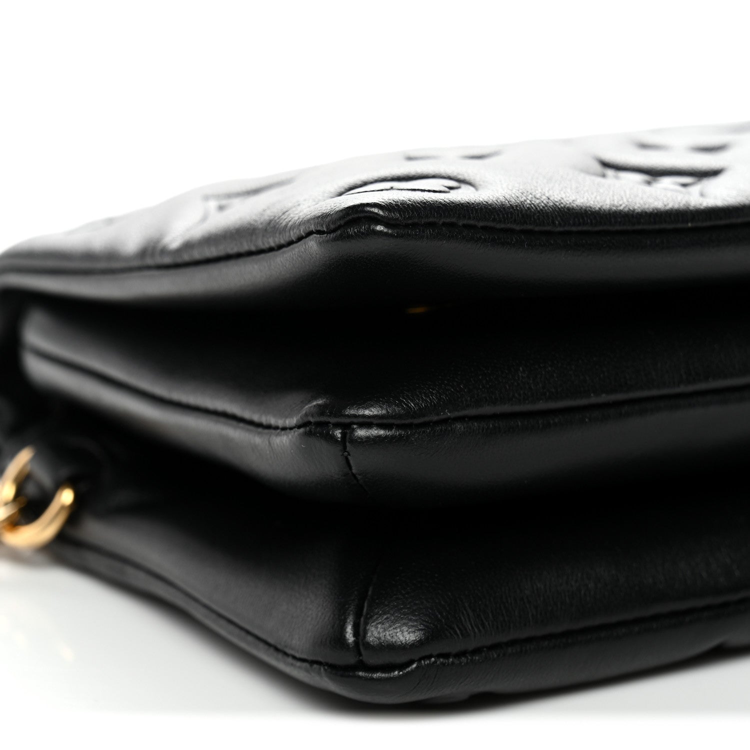 Louis Vuitton Lambskin Embossed Monogram Pochette Coussin Black