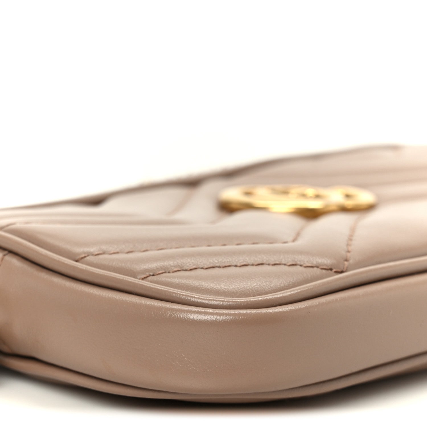 Gucci Calfskin Matelasse Mini GG Marmont Chain Crossbody Bag Porcelain Rose