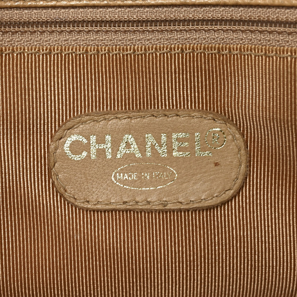 Chanel Caviar Turnlock Tote Beige