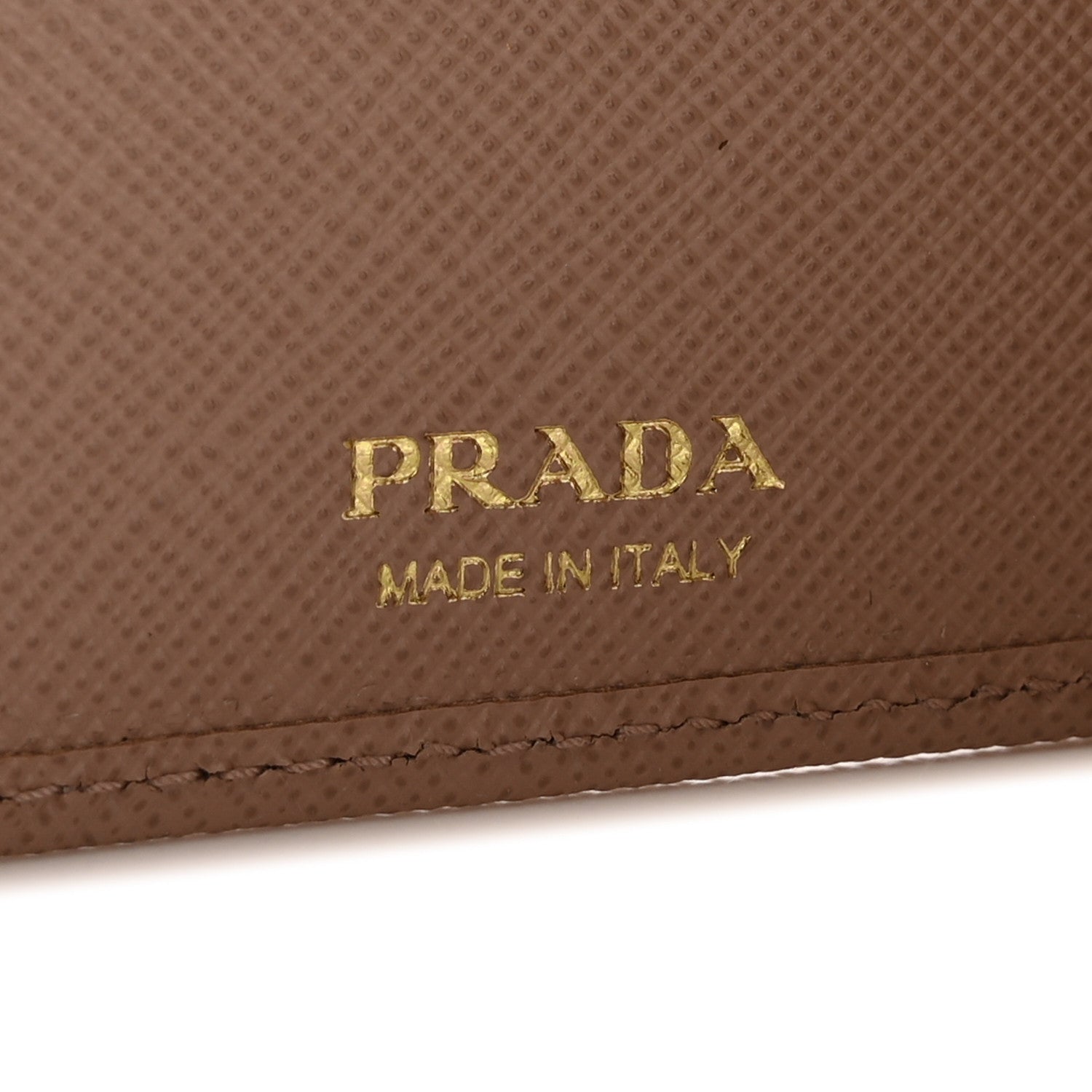 Prada Saffiano Metal Compact Zip Around Wallet Cammeo