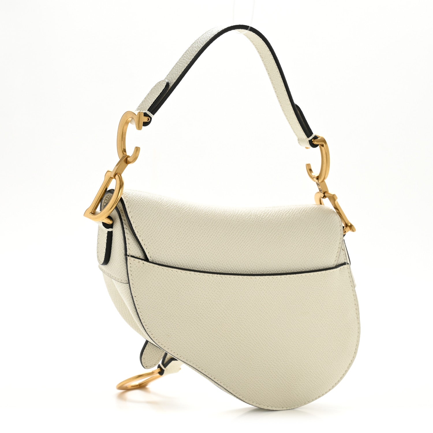 Christian Dior Grained Calfskin Mini Saddle Bag White
