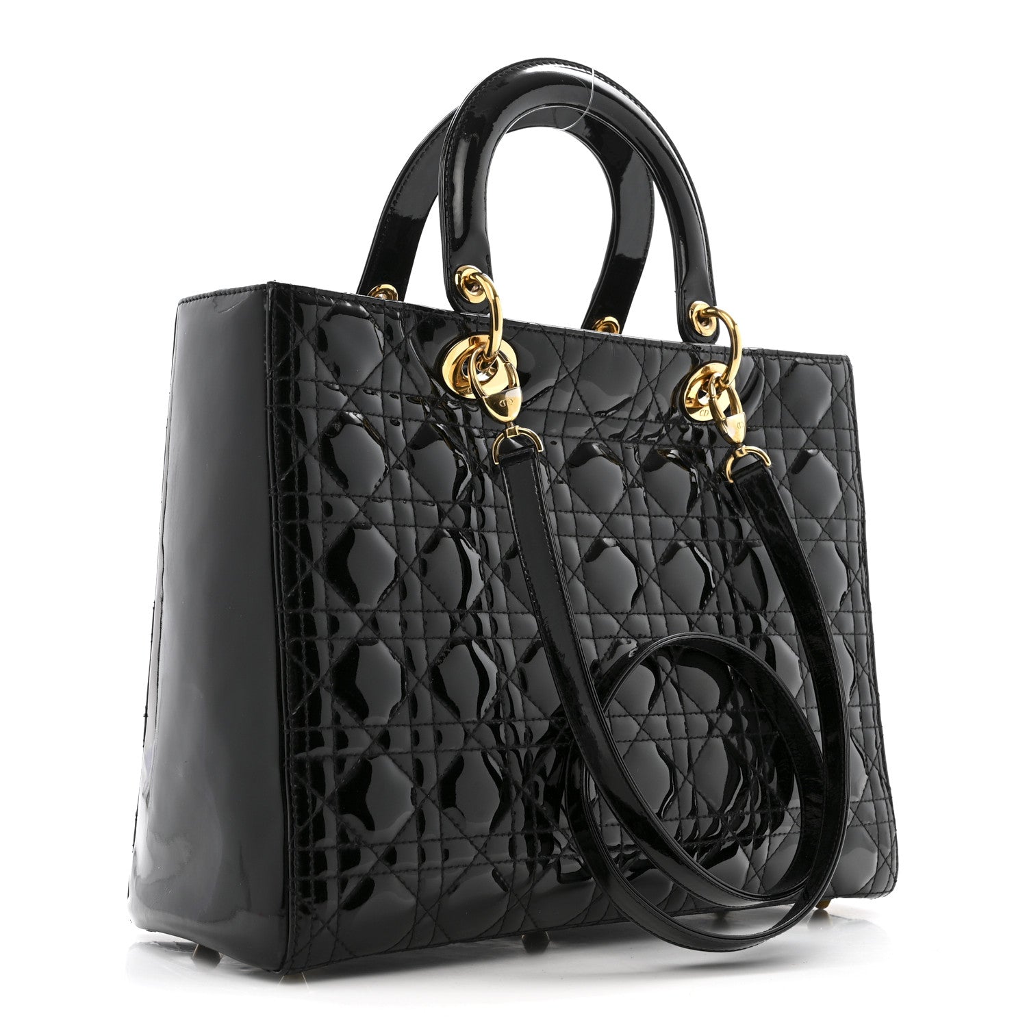 Christian Dior Patent Cannage Large Lady Dior Black