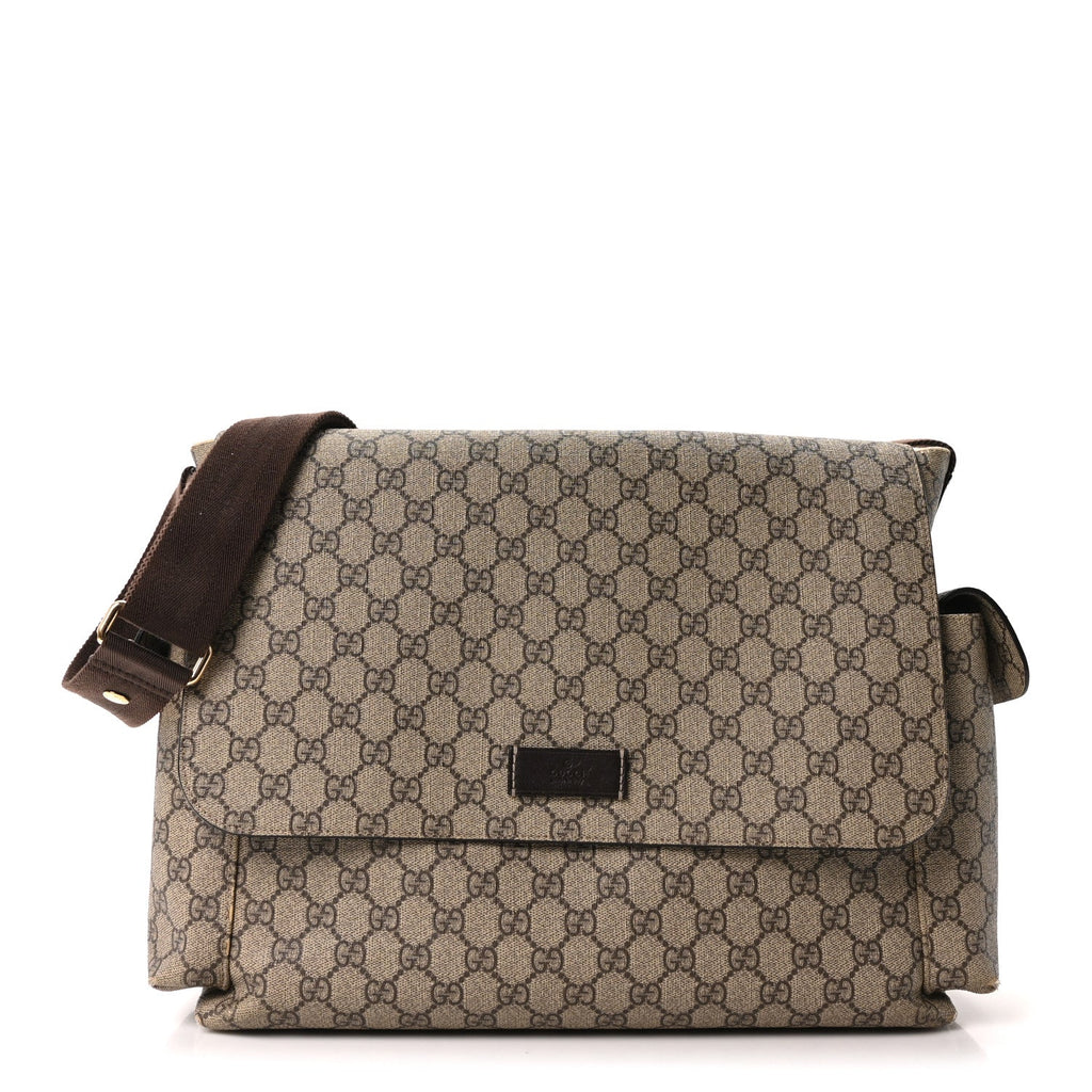 Gucci GG Plus Monogram Messenger Diaper Bag Dark Brown
