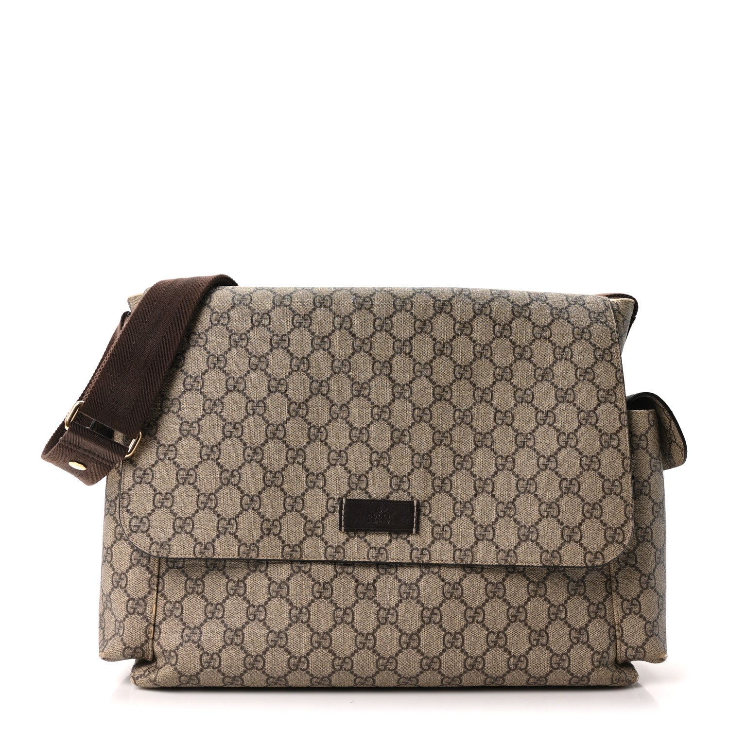 Gucci GG Plus Monogram Messenger Diaper Bag Dark Brown