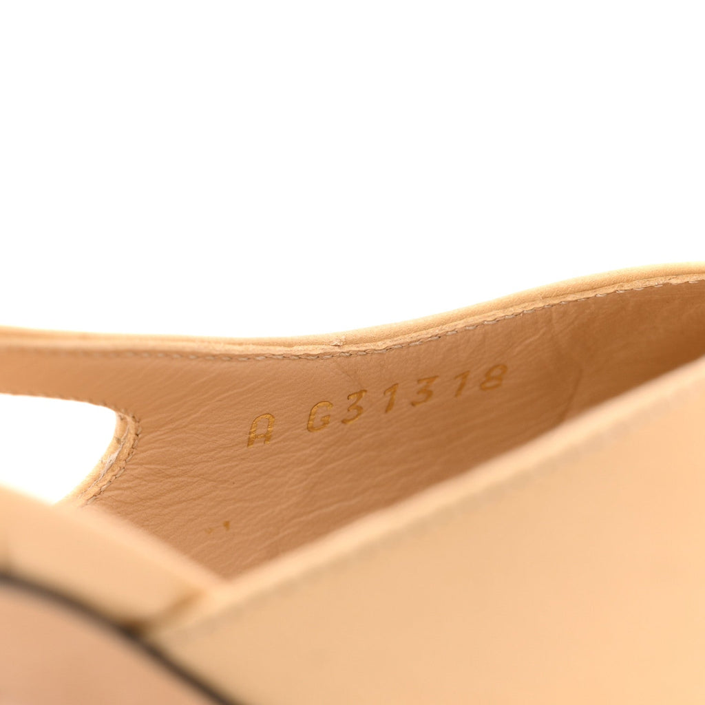 Goatskin Grosgrain Cap Toe CC Slingback Pumps 36 Beige Black