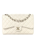 Chanel Caviar Quilted Jumbo Double Flap White