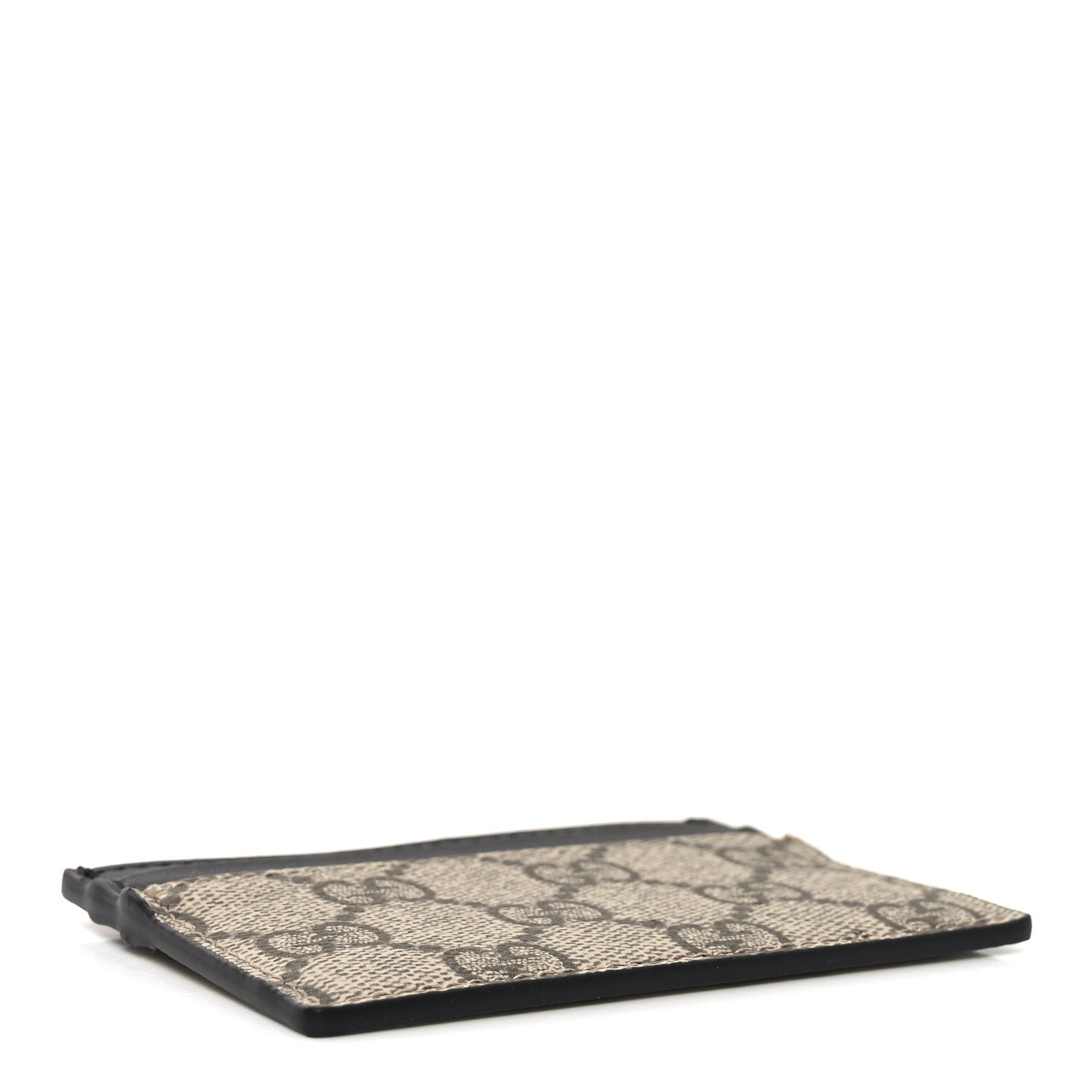 Gucci GG Supreme Monogram Calfskin Card Holder Beige Black