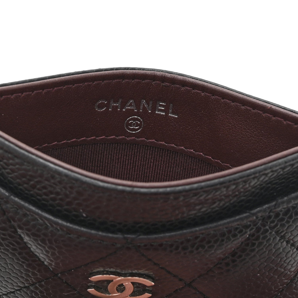Caviar Quilted Card Holder Black