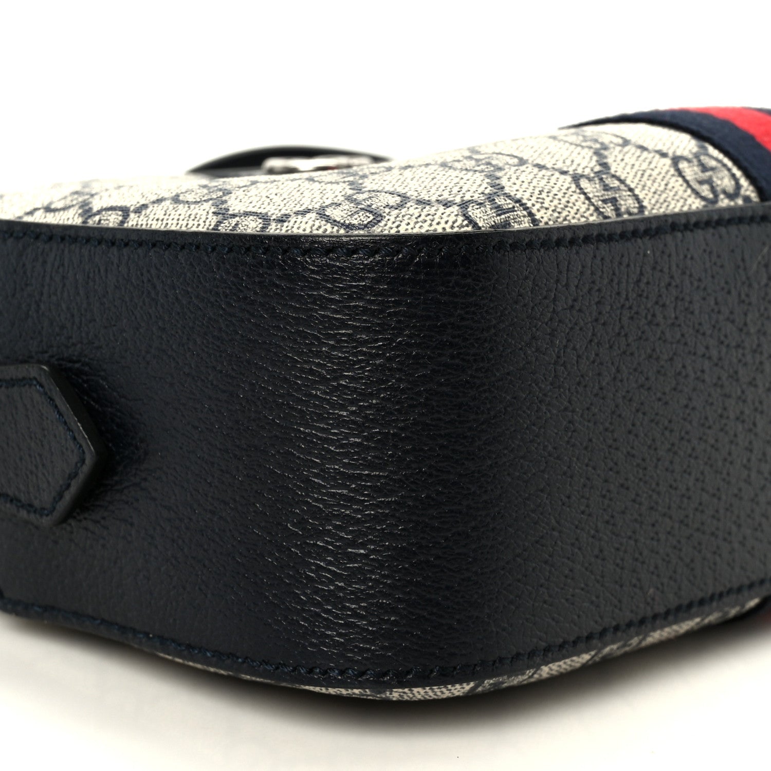 Gucci GG Supreme Monogram Textured Dollar Calfskin Web Small Ophidia Camera Bag Beige Blue