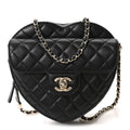 Chanel Lambskin Quilted Large CC In Love Heart Bag Black
