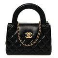Chanel Shiny Aged Calfskin Quilted Nano Kelly Shopper Black