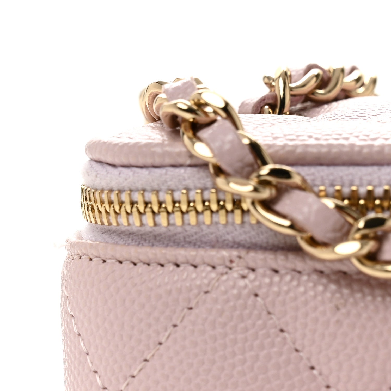 Chanel Caviar Quilted Mini Vanity Case With Chain Light Pink