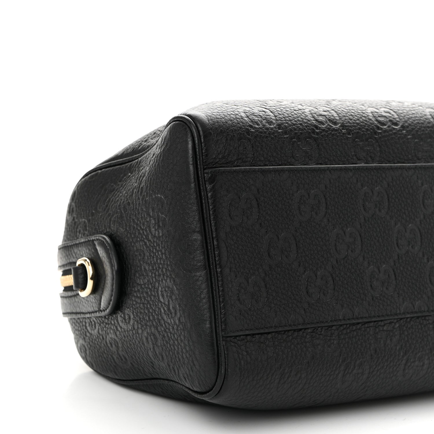 Gucci Calfskin GG Emblem Small Top Handle Bag Black