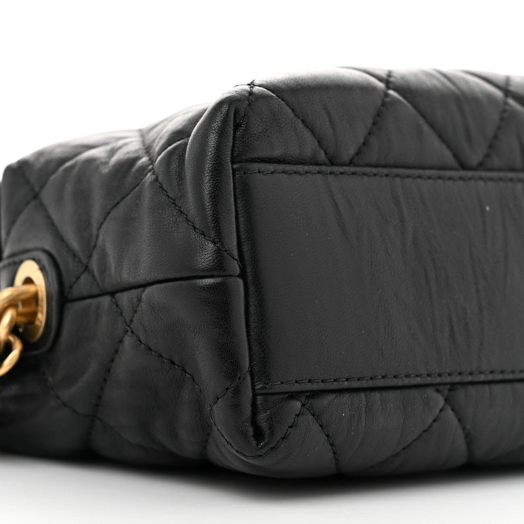 Chanel Crumpled Lambskin Quilted Small CC Links Shoulder Bag Black