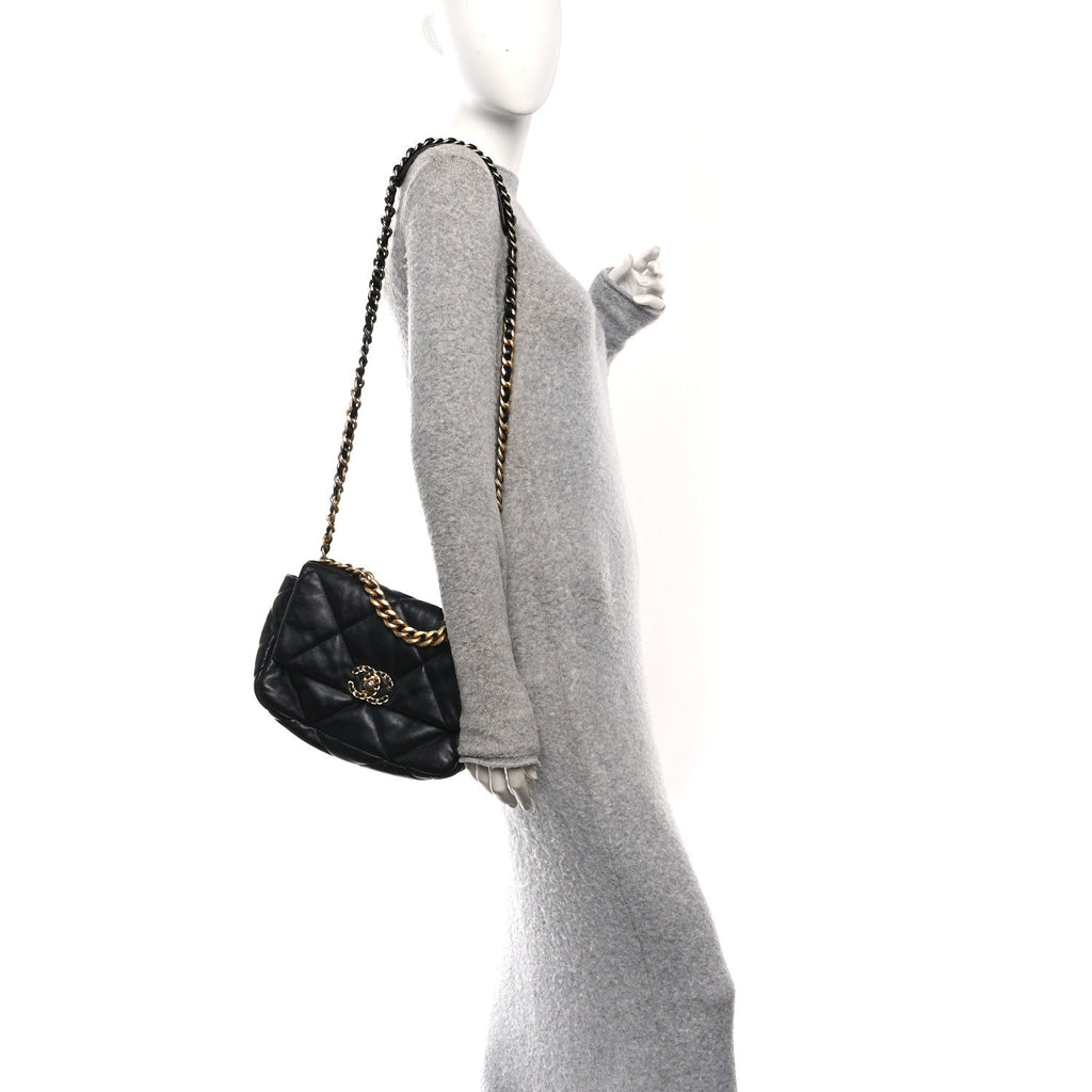 Chanel Lambskin Quilted Medium Chanel 19 Flap Black